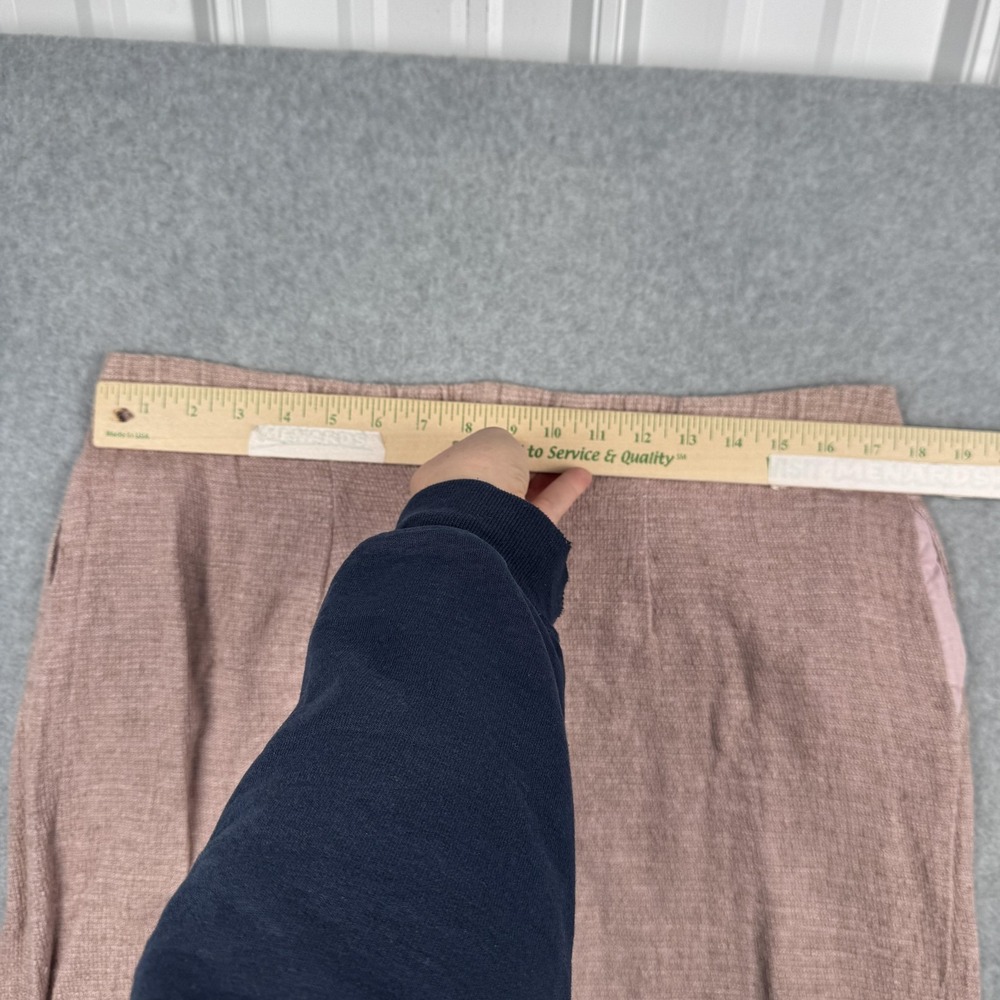 CP Shades Midi Skirt‎ Womens Medium Mauve Pink Linen Blend Elastic Waist Slit - Picture 8 of 9